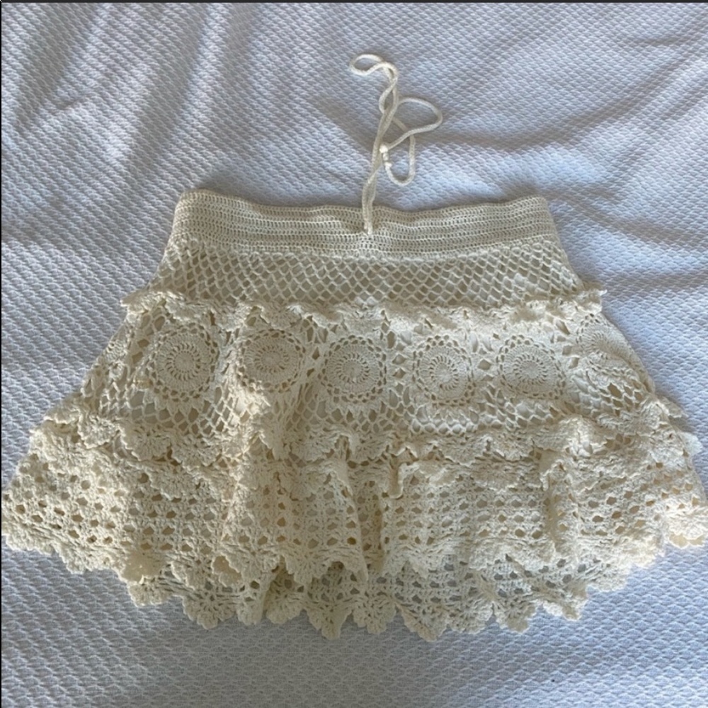 White handmade mini skirt